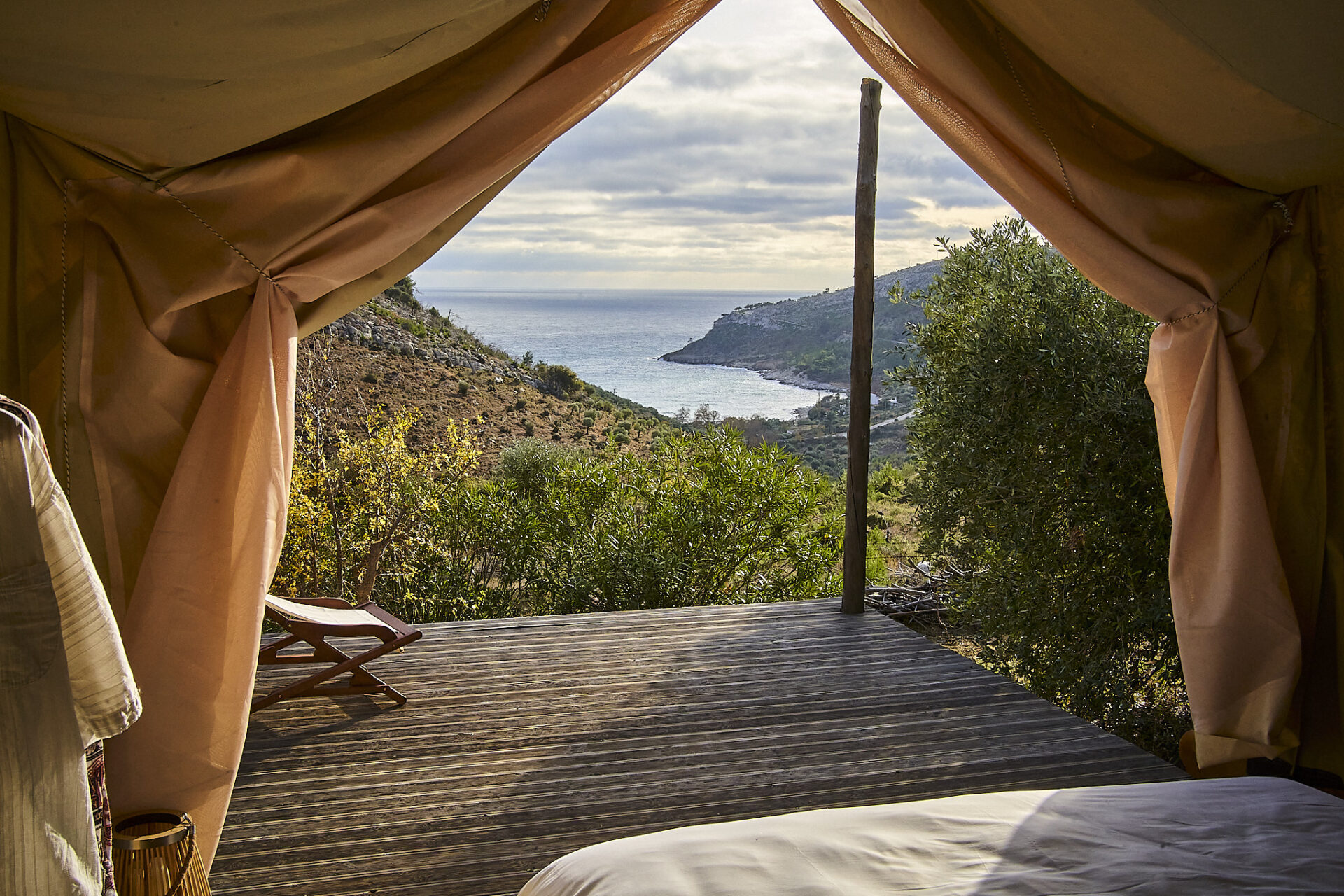 View from Inside Double Bed Safari Luxury Tent at Billion Stars Thymonia Valley Glamping Resort